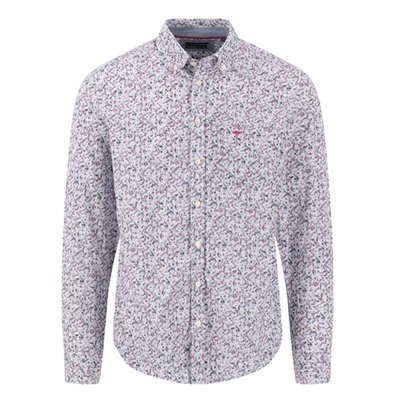 Fynch Hatton Flower Print B.D. Cotton Shirt - Pink - XL