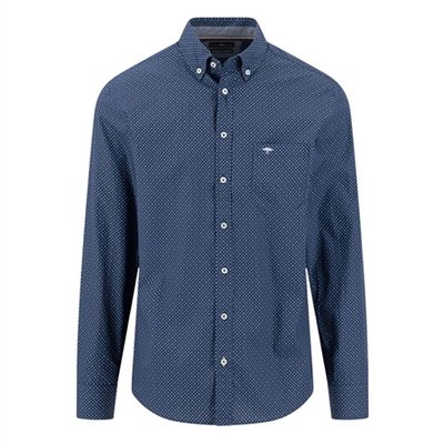 Fynch Hatton Minimal Print B.D. Shirt - Blue - L