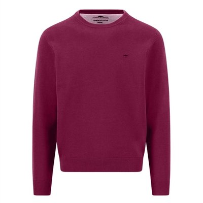 Fynch Hatton Fine Knit Cotton Crewneck Sweater - Pink - 2XL