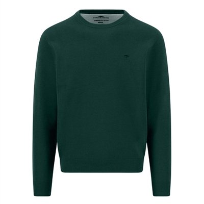 Fynch Hatton Fine Knit Cotton Crewneck Sweater - Teal - M
