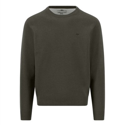 Fynch Hatton Fine Knit Cotton Crewneck Sweater - Green - 3XL