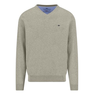 Fynch Hatton V-Neck Superfine Sweater - Beige - 2XL