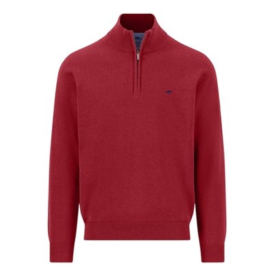 Fynch Hatton Troyer Quater Zip Superfine Sweater - Red - 2XL