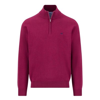 Fynch Hatton Troyer Quater Zip Superfine Sweater - Pink - XL