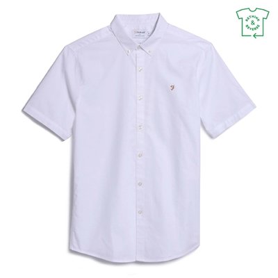 Farah Brewer Short Sleeve Oxford Shirt - White - XL