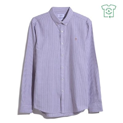 Farah Brewer Stripe Long Sleeve Shirt - Wine - XL