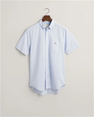 Gant Regular Poplin Short Sleeve Shirt - Blue - XL