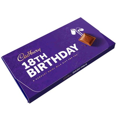Cadbury Dairy Milk 18th Birthday Chocolate Bar with Gift Envelope 110g