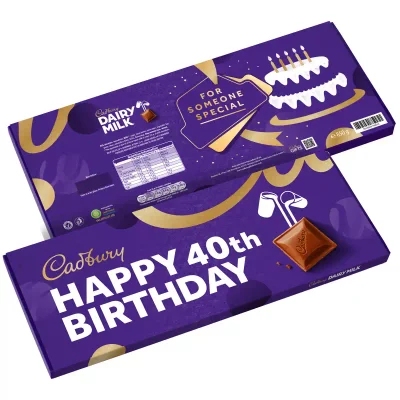 Cadbury Dairy Milk Happy 40th Birthday XL Chocolate Bar 850g