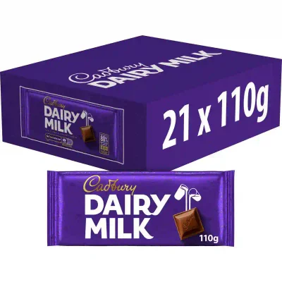 Cadbury Dairy Milk Chocolate Bar 110g (Box of 21)