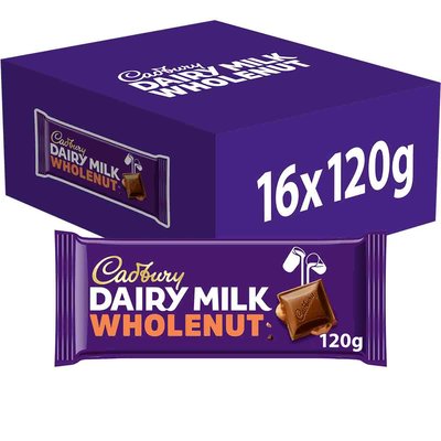 Dairy Milk Wholenut Bar 120g (Box of 16)