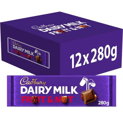 Cadbury Dairy Milk Fruit & Nut Chocolate Bar 280g (Box of 12)