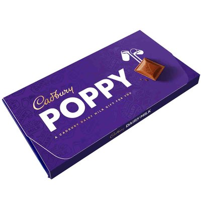 Cadbury Poppy Dairy Milk Chocolate Bar with Gift Envelope 110g