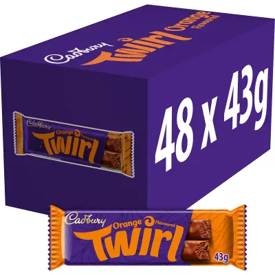 Cadbury Orange Twirl Chocolate Bar 43g (Box of 48)