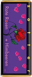 Zotter, Hand Scooped, Red Roses & Raspberries, 40% Milk Chocolate Bar