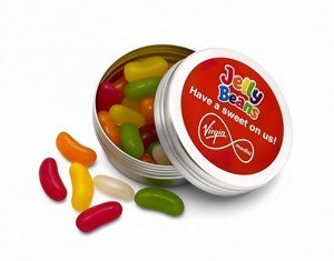Branded Round Tin, Vegan Jelly Beans
