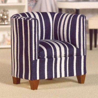 Blue/White Stripe Tub Chair for 12th Scale Dolls House