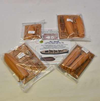 Mantua Models H.M.S Victory Wooden Model Ship Kit - Plastic / Wood Life Boat Set - Set Of 6