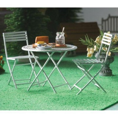 White Table & Two Chairs for 12th Scale Dolls House