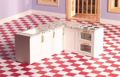 Dolls House Emporium 1/12 Scale Unpainted L Shape All in One Kitchen