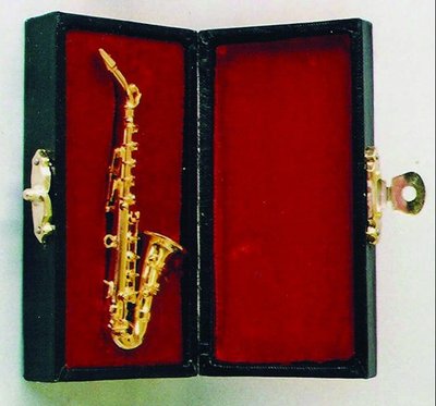 Brass Alto Saxophone with Black Case for 12th Scale Dolls House