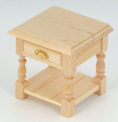 Bare Wood Bedside Table for 12th Scale Dolls House