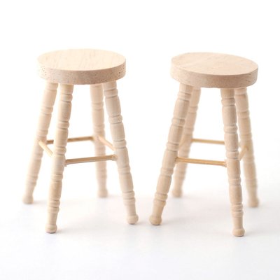 Bare Wood Bar Stool x 2 for 12th Scale Dolls House