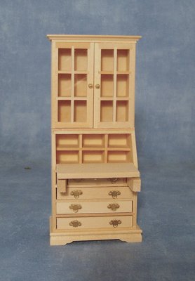 Bare Wood Bookcase Bureau for 12th Scale Dolls House