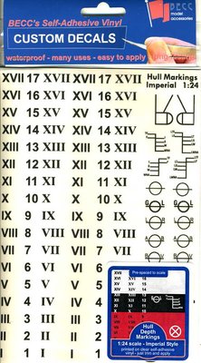 Hull Depth Markings 1/24 Scale - Imperial