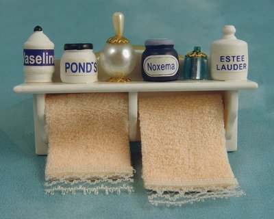 Long Bath Shelf & Towels for 12th Scale Dolls House