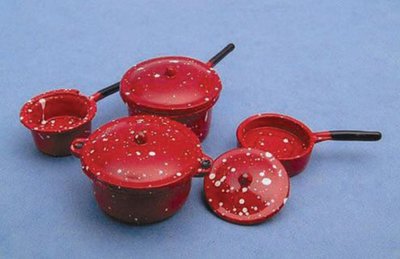 Red Saucepan Set for 12th Scale Dolls House
