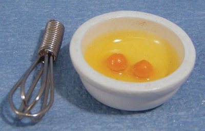 Eggs in Bowl & Whisk for 12th Scale Dolls House