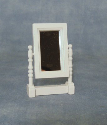 White Swivel Mirror for 12th Scale Dolls House