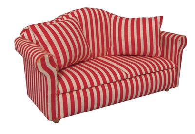 Red Striped 2 Seat Sofa for 12th Scale Dolls House