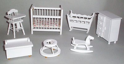 White Nursery Set for 12th Scale Dolls House