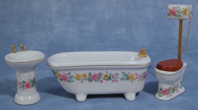 Floral Bathroom Set for 12th Scale Dolls House