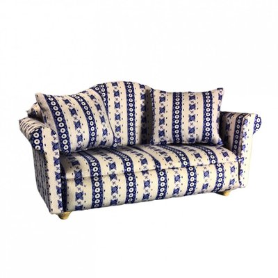 Blue Patterned Sofa for 12th Scale Dolls House