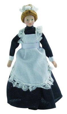Porcelain Maid In Black Dress for 12th Scale Dolls House