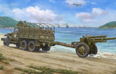 I Love Kit 1/35 Scale US CCKW-352 6x6 MG Ring Mount Version Truck & M2A1 105mm Howitzer Model Kit