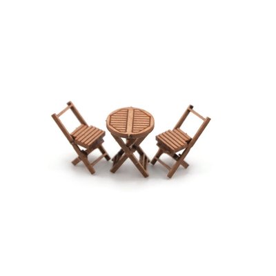 Scale Model Scenery Wooden Bistro Tables & Chairs OO Gauge