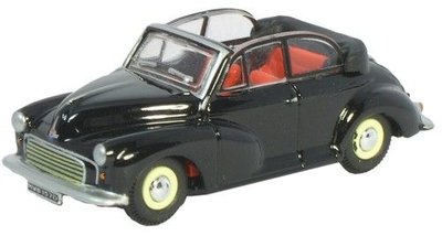 Oxford Diecast 1/76 ScaleMoris Minor Soft Top Open Black Die Cast Model