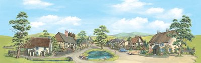 Peco Village with Pond Backscene
