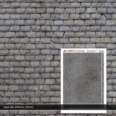 Scale Model Scenery Weathered Slate Roofing Texture Paper (Pack of 5) OO Gauge