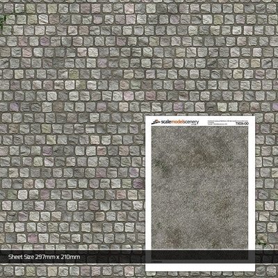 Scale Model Scenery Cobblestones Texture Paper (Pack of 5) OO Gauge