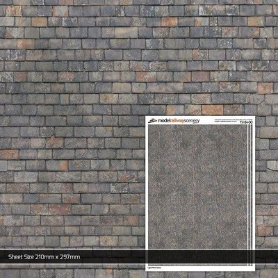 Scale Model Scenery Mixed Grey Roof Slates Texture Paper (Pack of 5) OO Gauge