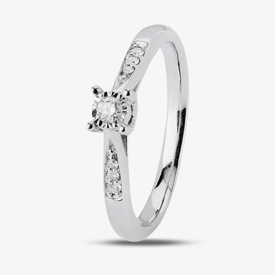 9ct White Gold 0.19ct Solitaire Diamond Ring TH0101125 O