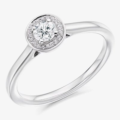 9ct White Gold 0.29ct Round Brilliant Cut Diamond Halo Ring ENG3453SMT