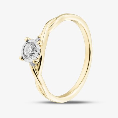 9ct Yellow Gold 0.20ct Diamond Twist Band Ring 31558YW/20-10 O