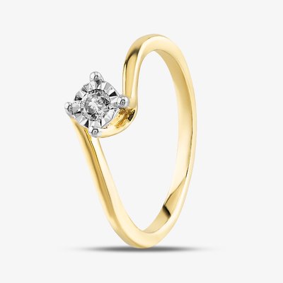 9ct Yellow Gold 0.10ct Diamond Solitaire Twist Ring TH0101446 P