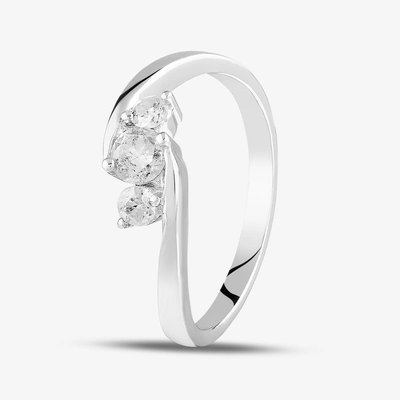 9ct White Gold 0.33ct Three Stone Diamond Crossover Ring PR05257W O